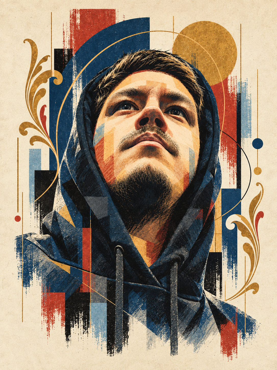 retrato ilustrado de Federico Miranda